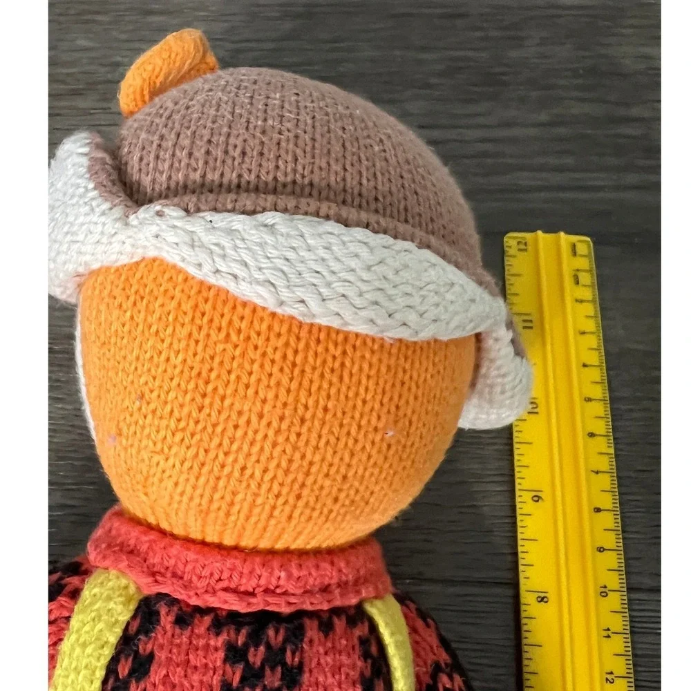 Cuddle + Kind Fox Knit Doll Plush Toy Lumberjack‎ Orange Plaid